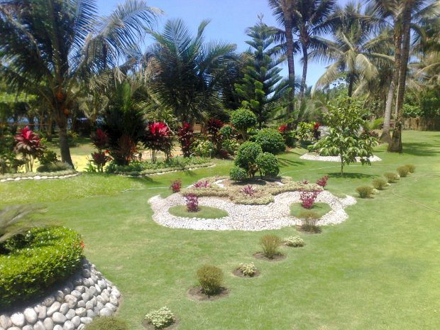 tropischer Garten zum Ferienhaus auf Mindoro