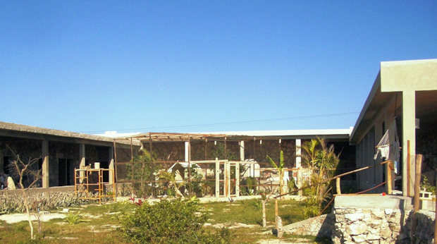 Innenhof vom Ferienhaus mit Gstezimmern in Celestun Yucatan