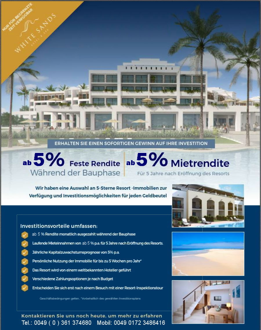 Renditeimmobilien Kap Verde Boa Vista zum Kaufen vom Immobilienmakler