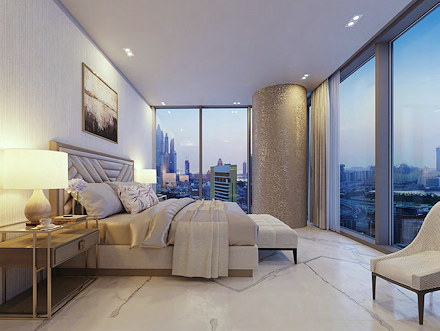 Schlafzimmer eines Luxusapartments in Dubai
