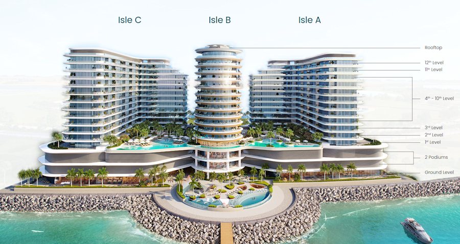 Wohnungen im Trio Isle - Isle C der Insel Al Marjan Island