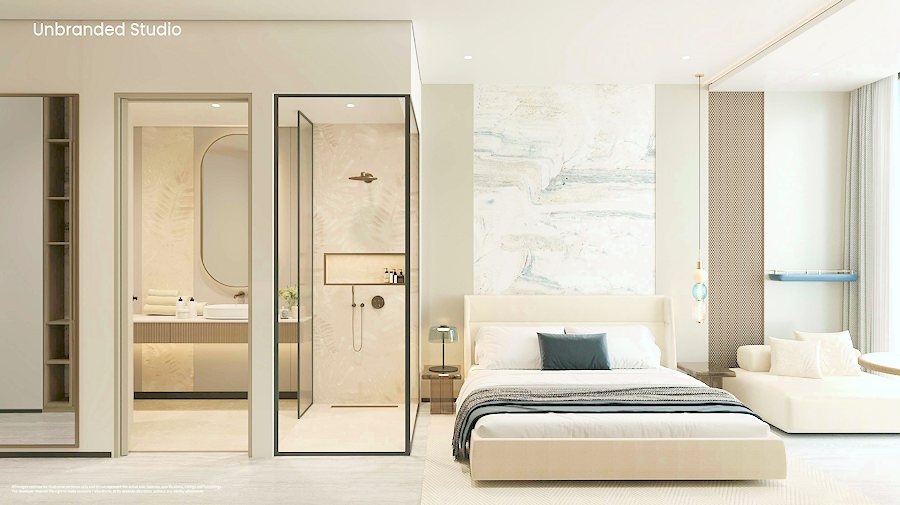 Schlafzimmer und Bad einer Wohnung