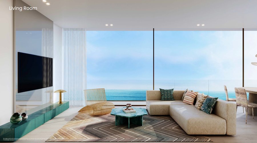 Wohnbereich eines Apartments mit Meerblick