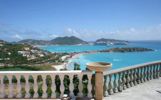 Meerblick vom Ferienhaus auf Sint Maarten