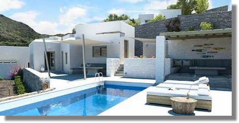 Einfamilienhäuser Villen auf der Insel Paros bei Parikia von Griechenland