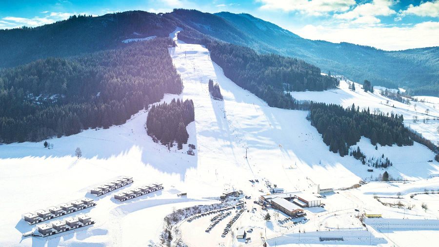 Wohnhuser im Skigebiet der Steiermark