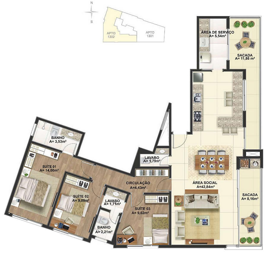 Penthouse-Wohnung Apartment in Estreito Florianopolis