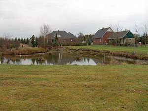 Teich auf dem Grundstck der Villa