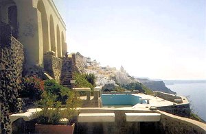 Ausblick der Villa entlang der Caldera